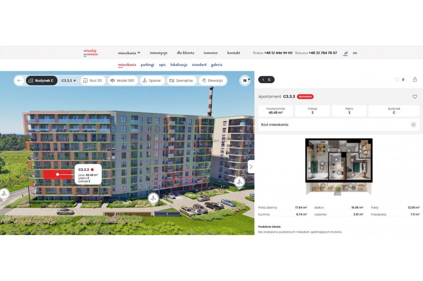 Krak&oacute;w, Puszkarska, Mieszkanie 50m2 z ogromną loggą 17m2