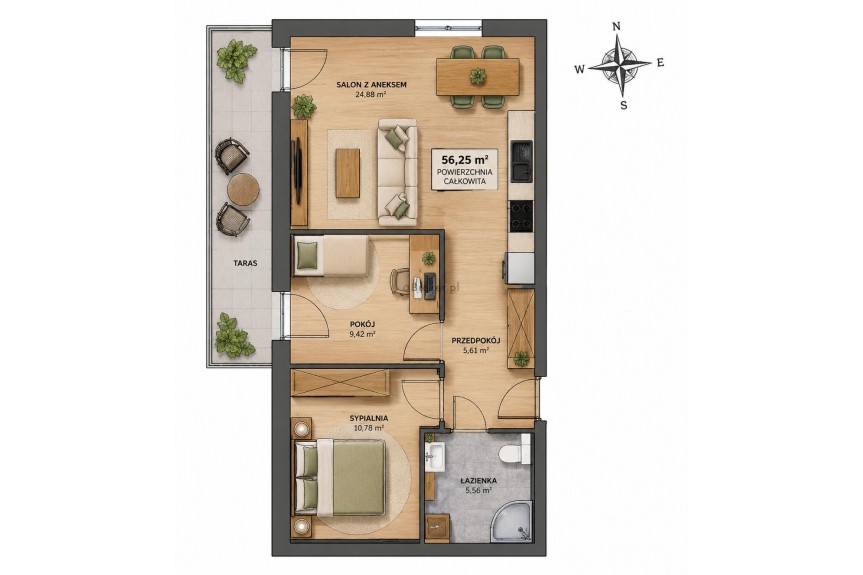 Krak&oacute;w, Grzeg&oacute;rzki, Dąbie, Na Zakolu Wisły, Na Zakolu Wisły |56 m2 | 3 pokoje | duży balkon i garaż